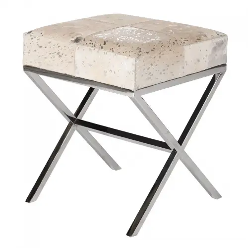  Hocker Danny 40x40x50cm x-Leg silver cream
